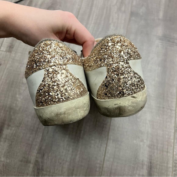 Golden Goose Superstar Sneakers Leather Snake Print Gold Glitter Heel Sz 38 (8) - Picture 6 of 16